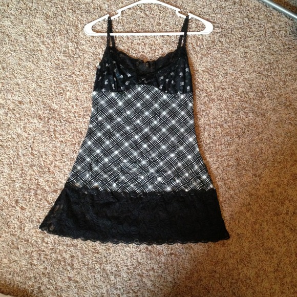 Size medium black spaghetti strap with lace