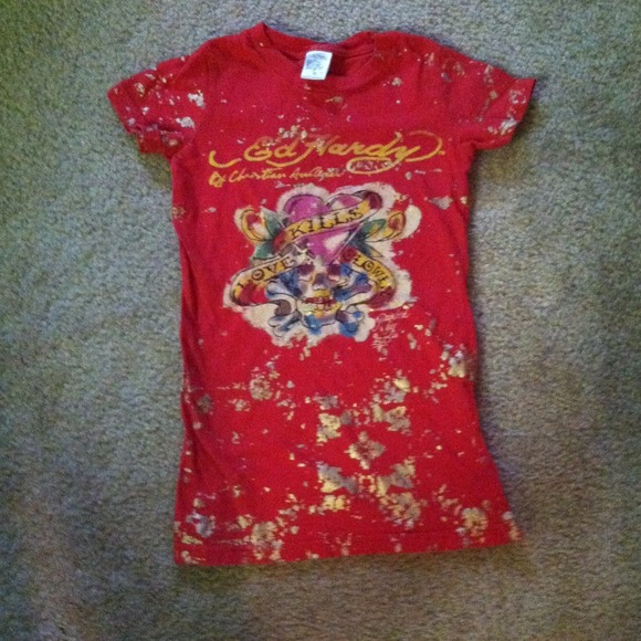 Ed Hardy kids t shirt, size 4, red