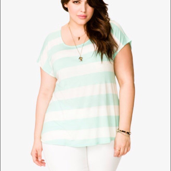 SOLD❤Mint and cream striped cutout top