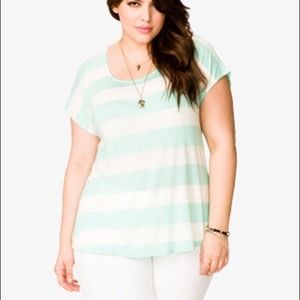 SOLD❤Mint and cream striped cutout top