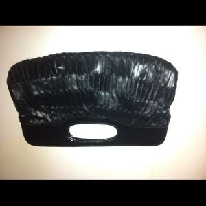 Black Ruffle Clutch with handle