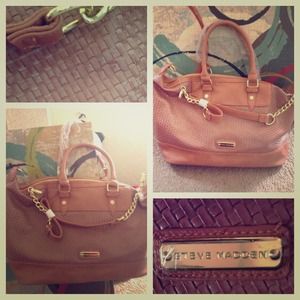 Salmon Pink Steve Madden Woven Satchel