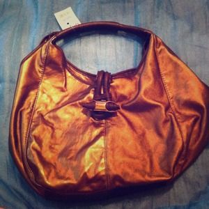 NWT Gold Braciano Leather Purse w/ Gold Buckle