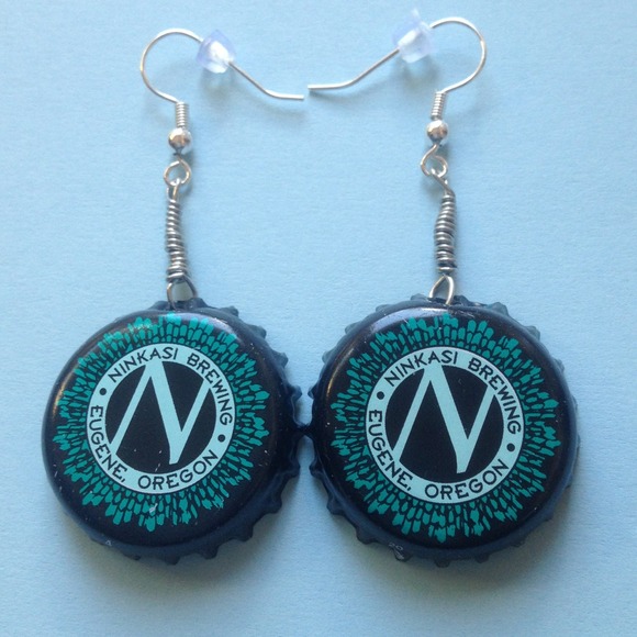 Ninkasi Brewing Bottle Cap Earrings.