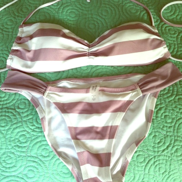 Purple striped Victoria's Secret bathing suit