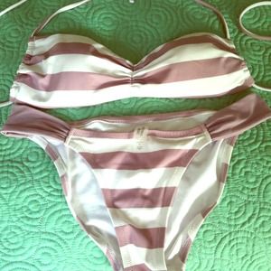 Purple striped Victoria's Secret bathing suit