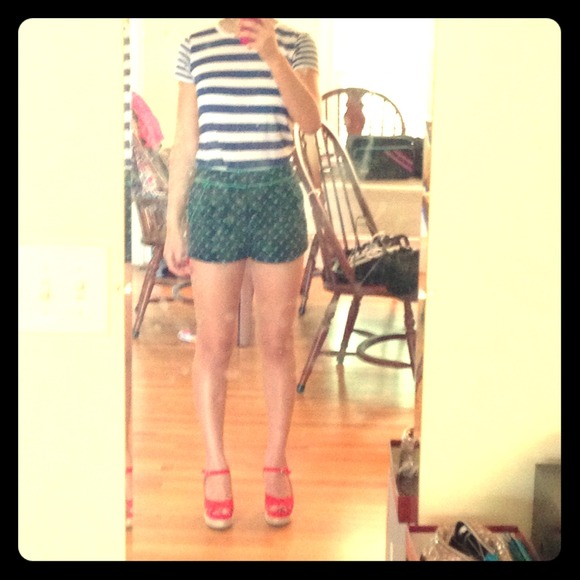 High waisted polka dotted shorts