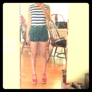 High waisted polka dotted shorts