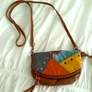 Multicolor leather over the shoulder purse