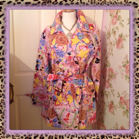 Faboulous Fiorucci "Hollywood" Print Trench Coat