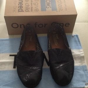 Toms black glitter