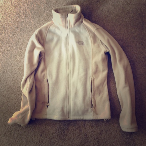 Cream and tan northface jacket