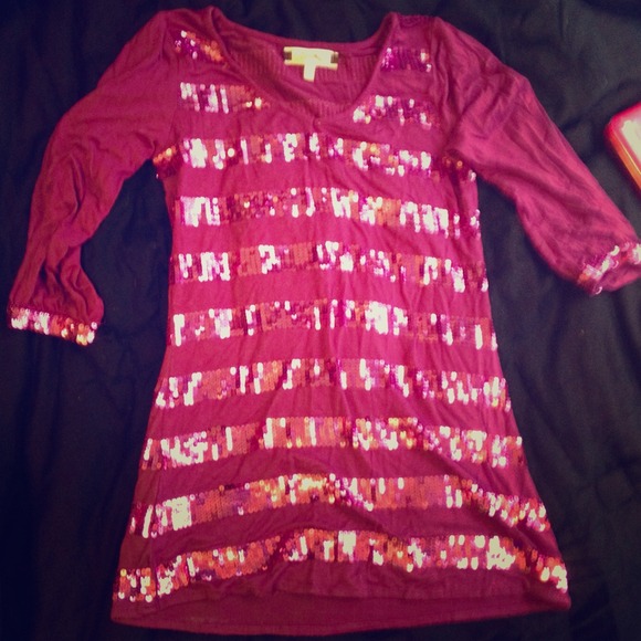 Purple sparkle stripe top