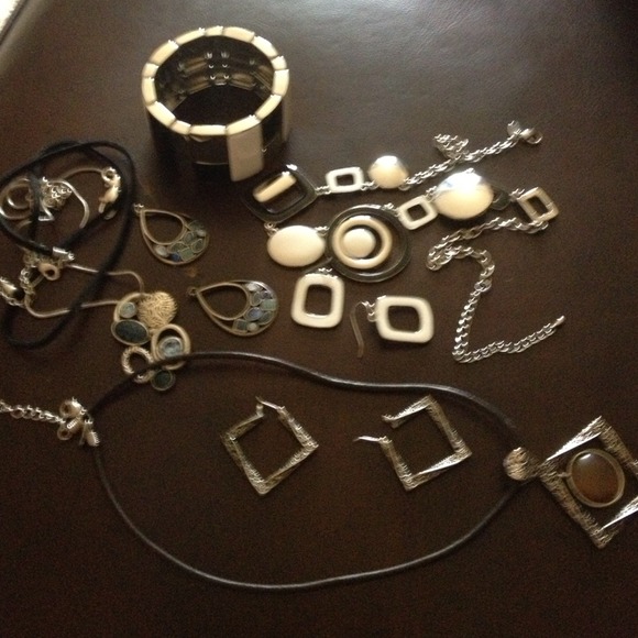 3 necklaces, 3 pairs of earrings  and 1 bracelet