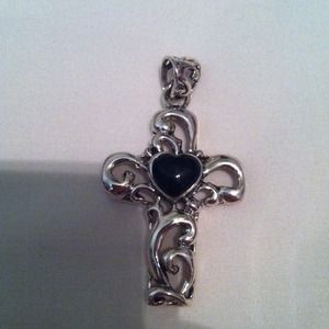SOLD! Sterling Silver Black Onyx Filigree Pendant