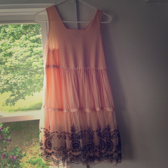 Light pink and black lace baby doll dress