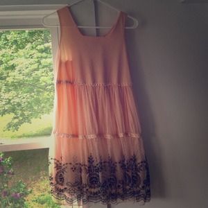 Light pink and black lace baby doll dress