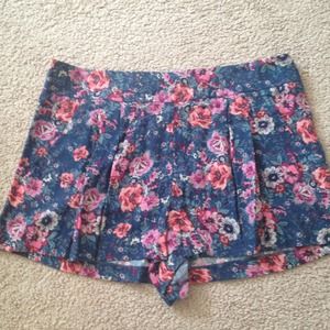 High waisted floral shorts