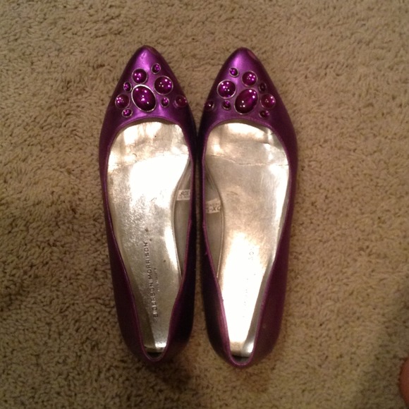 Metallic purple pointed toe flats