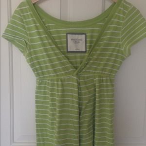 Abercrombie green stripe tee