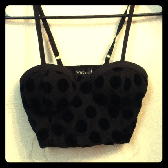 💋polka dot bustier crop top