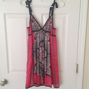 Bebe silk flowy pink and black dress