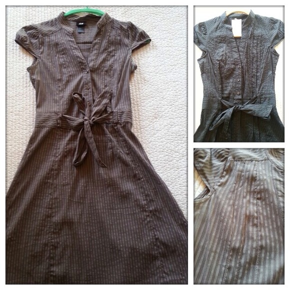 H&M taupe striped dress Size 4