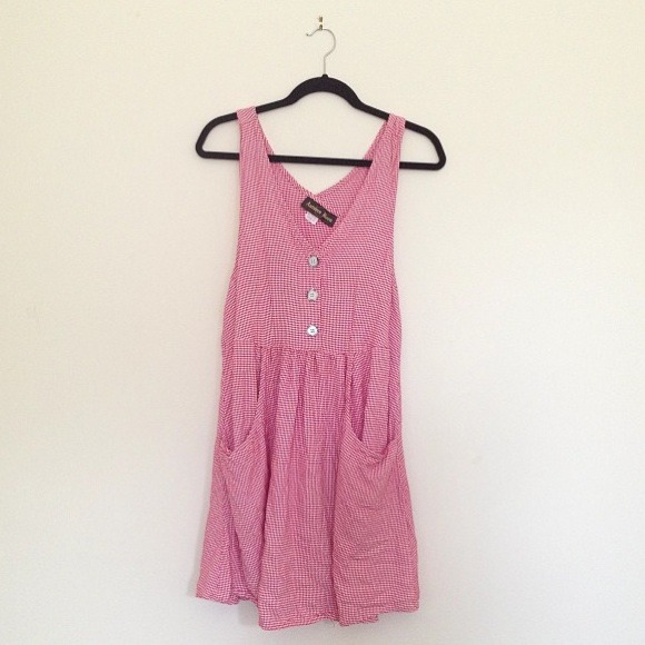 Vintage red white checkered dress