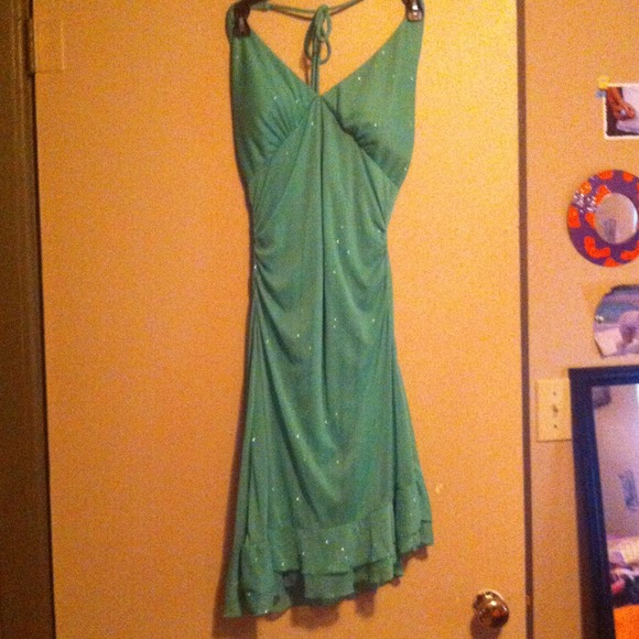 Green glitter dress