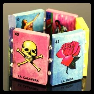 Loteria Mexican bingo bracelet skull la rosa