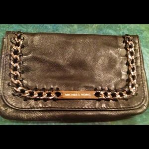 Black leather Michael Kors clutch