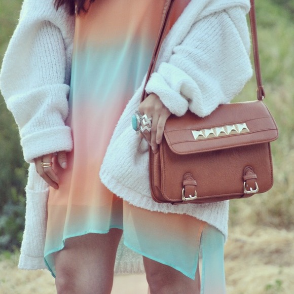 Studded Camel Messenger Bag