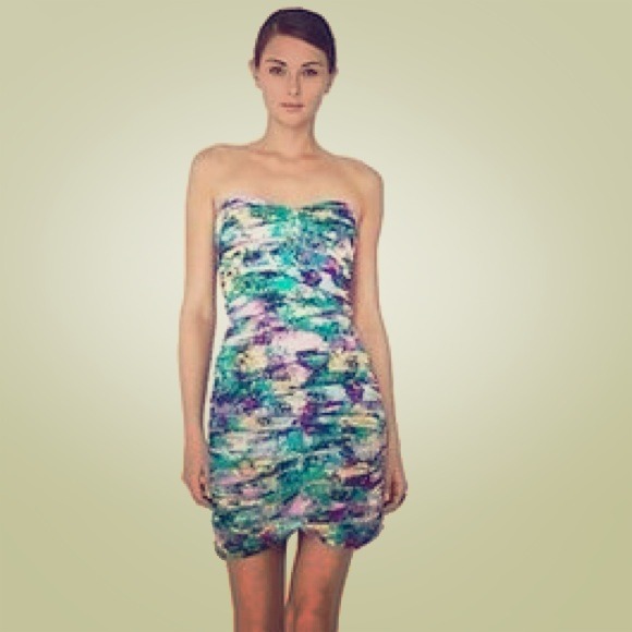 BCBG violet combo strapless dress
