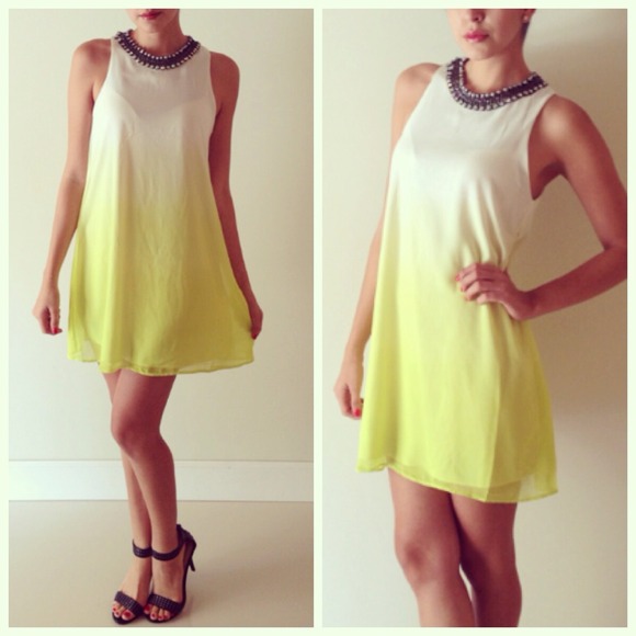 Trendy White to Neon Ombré Dress Med