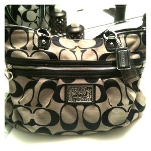 Large gray and black authentic coach purse