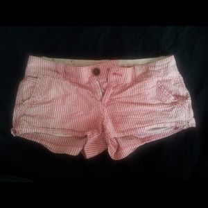 American eagle red and white striped shorts