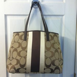 Coach Hamptons Signature Stripe Large Tote