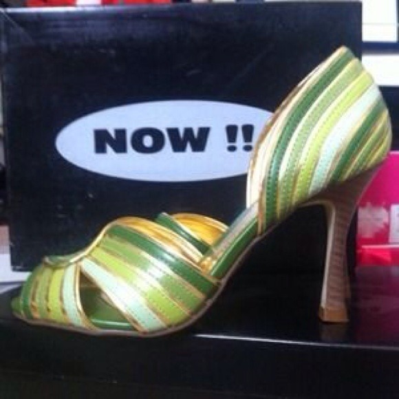 Multi green with gold heels