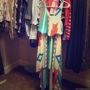 Printed chiffon Hi-low dress! Gorgeous!