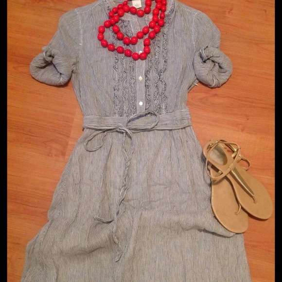 SOLD~~J. Crew seersucker linen cotton dress 4