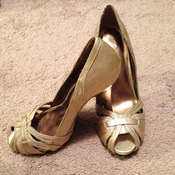 Gold high heels
