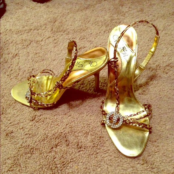 Gold high heels