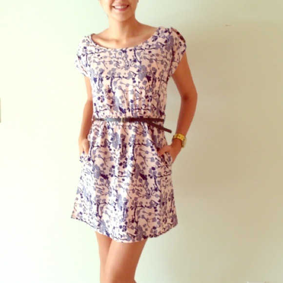 SOLDinBUNDLE Pink with Blue Design Dress