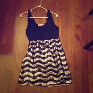 Black & silver sequin bottom dress
