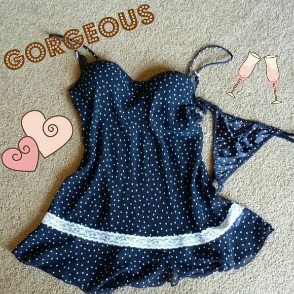 Black and white polka dot lingerie! BNWOT