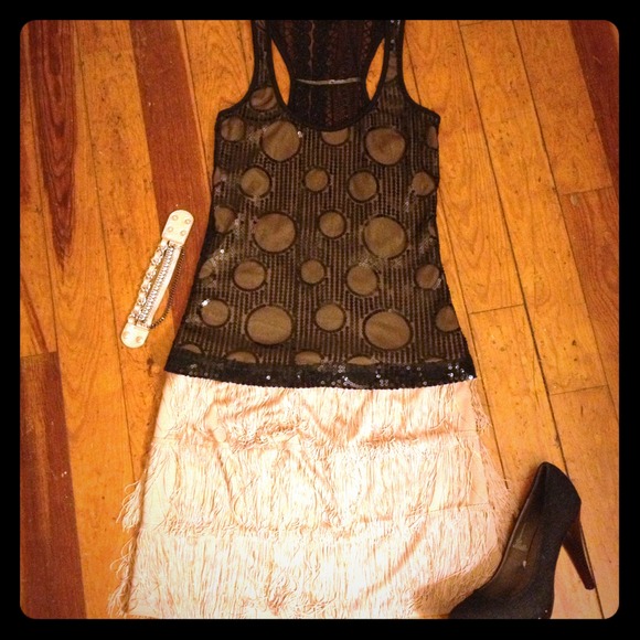 Forever 21 fringe mini-skirt, blush pink