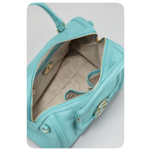 Tory Burch Amanda Middy Turquoise Satchel - Picture 2 of 4