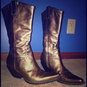 Bronze cowboy boots