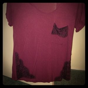 Purple top with pocket and lace details