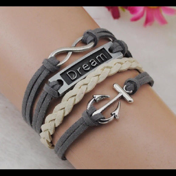 Cute Infinity Dream Anchor Leather Bracelet